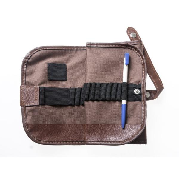 折りたたみ式 キャンバス地+合成革 固定用ベルト付き ペンケース ペン収納 筆箱 48本収納可能#ブ...