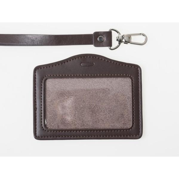 事務用品 雑貨 IDカードネームホルダー 名札ケース 横型 PUストラップ付き#ブラウン