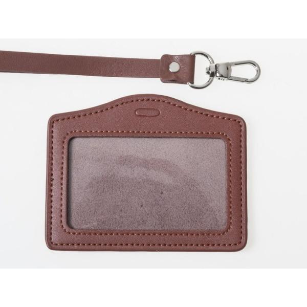事務用品 雑貨 IDカードネームホルダー 名札ケース 横型 PUストラップ付き#レッドブラウン