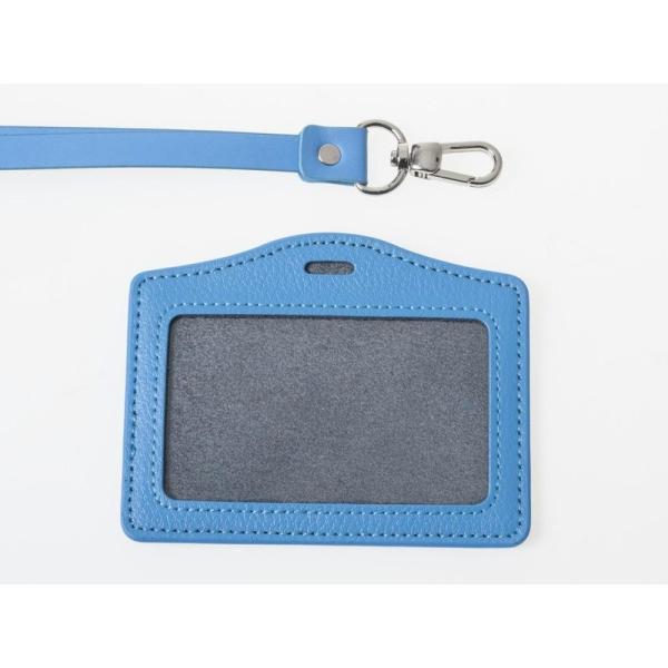 事務用品 雑貨 IDカードネームホルダー 名札ケース 横型 PUストラップ付き#スカイブルー