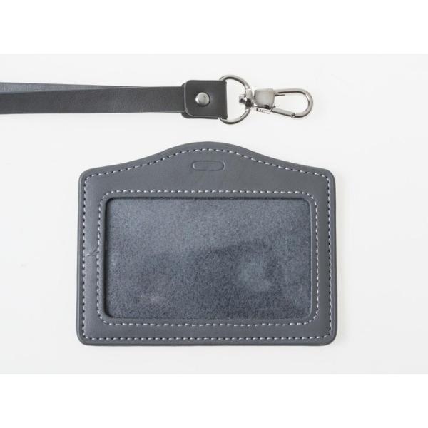 事務用品 雑貨 IDカードネームホルダー 名札ケース 横型 PUストラップ付き#グレー