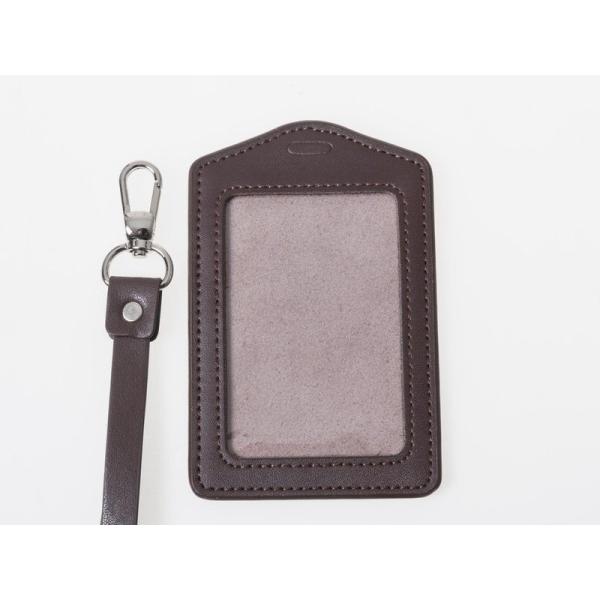事務用品 雑貨 IDカードネームホルダー 名札ケース 縦型 PUストラップ付き#ブラウン