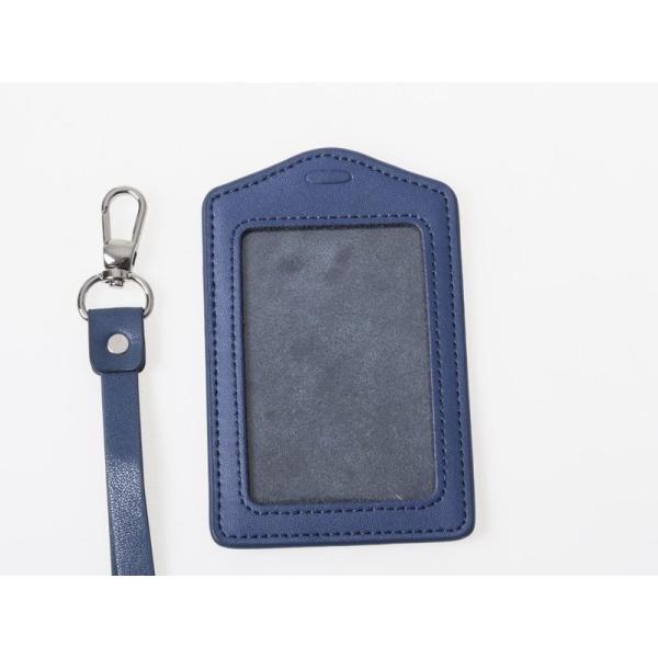 事務用品 雑貨 IDカードネームホルダー 名札ケース 縦型 PUストラップ付き#ブルー