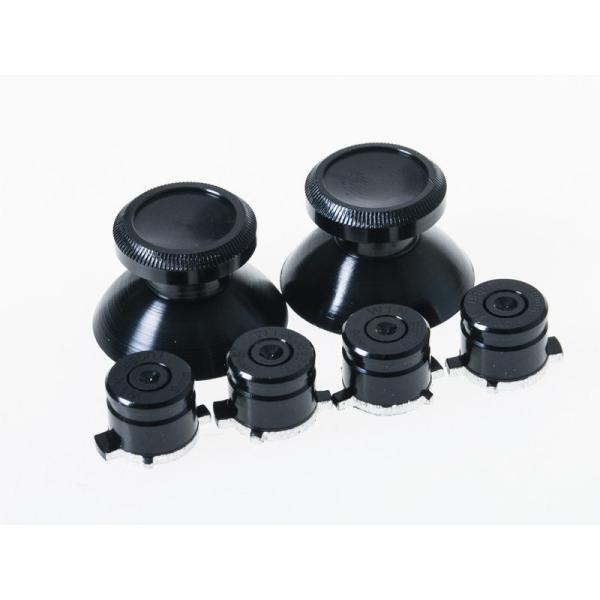 メタル製 PS4 プレステ4用 コントローラー 交換アナログスティック + 交換ボタン#ブラック