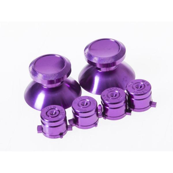 メタル製 PS4 プレステ4用 コントローラー 交換アナログスティック + 交換ボタン#パープル