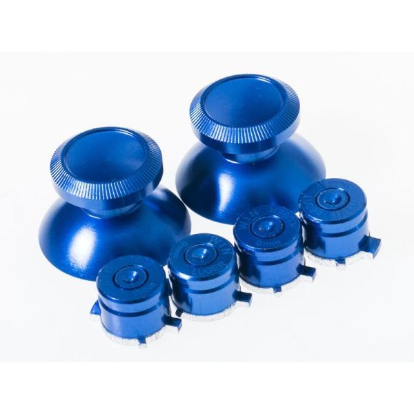 メタル製 PS4 プレステ4用 コントローラー 交換アナログスティック + 交換ボタン#ブルー