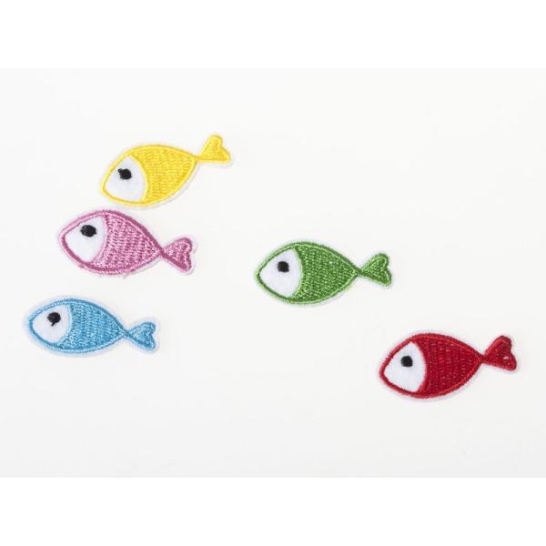 ファッション小物 布製 刺繍風 アクセサリー 飾り ミシン手芸 ワッペン アップリケ#可愛い魚セット