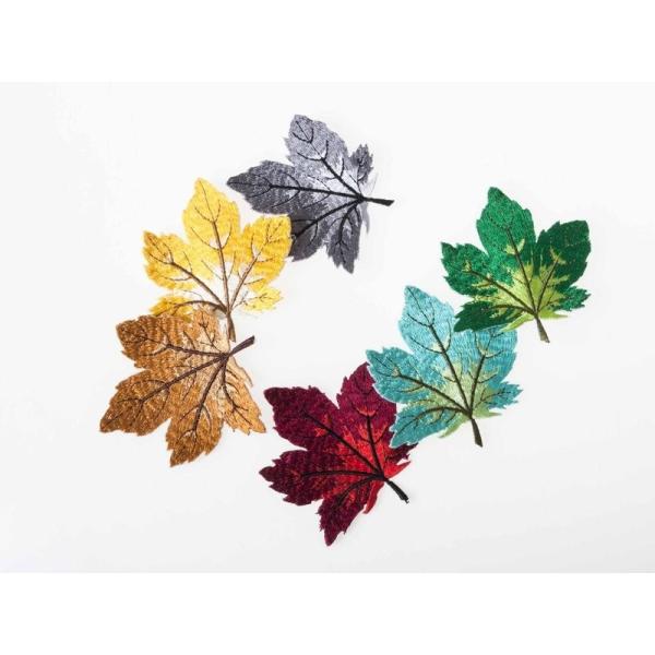 ファッション小物 布製 刺繍風 アクセサリー 飾り ミシン手芸 ワッペン アップリケ#楓の葉セット
