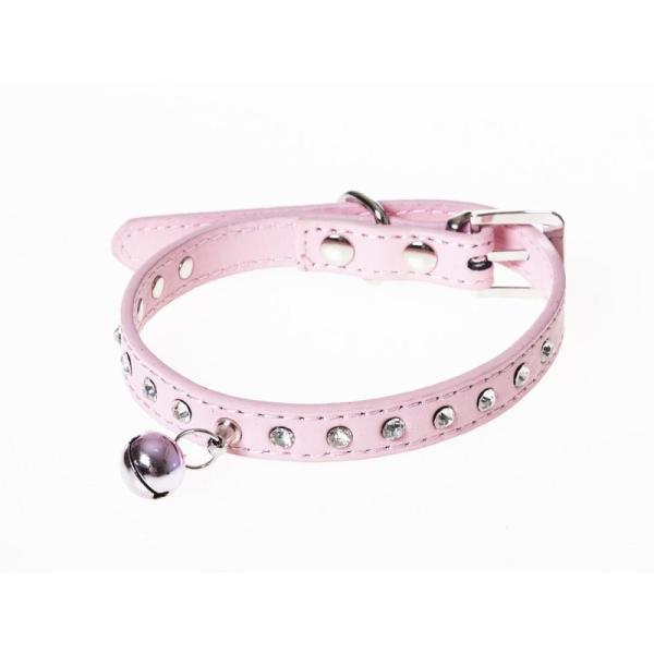 ペット用首輪 猫 小型犬 ラインストーン装飾 Sサイズ#ピンク