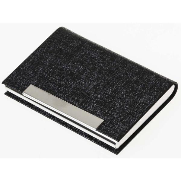 男女兼用 上質感模様 PUレザー+合金製 名刺入れ ケース カード収納整理 ビジネス用#ブラック