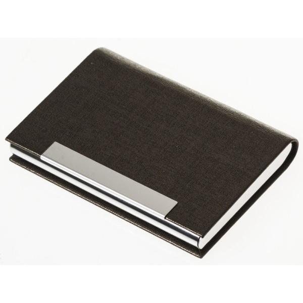 男女兼用 上質感模様 PUレザー+合金製 名刺入れ ケース カード収納整理 ビジネス用#ディープブラ...