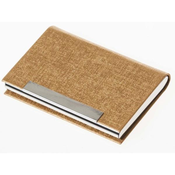 男女兼用 上質感模様 PUレザー+合金製 名刺入れ ケース カード収納整理 ビジネス用#ゴールド