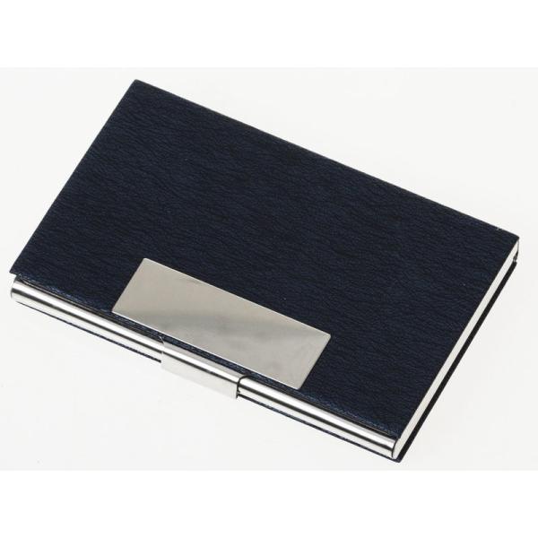 男女兼用 線入り模様 PUレザー+合金製 名刺入れ ケース カード収納整理 シンプル ビジネス用#ブ...