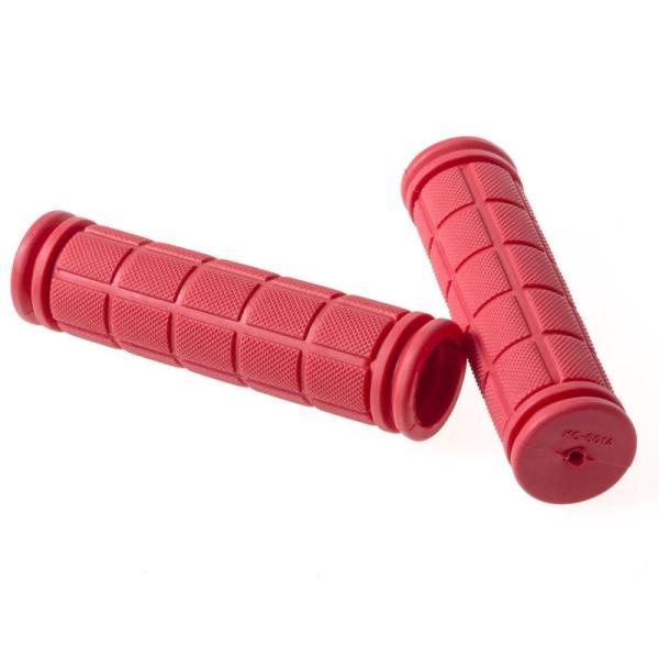 サイクル 自転車 ハンドル用 シリコン製 ソフトカバー チェック模様 カラフル シンプル#レッド