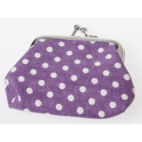 水玉柄 レディース 女性用 がま口 財布 小銭入れ ミニポーチ#パープル