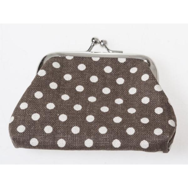 水玉柄 レディース 女性用 がま口 財布 小銭入れ ミニポーチ#ブラウン