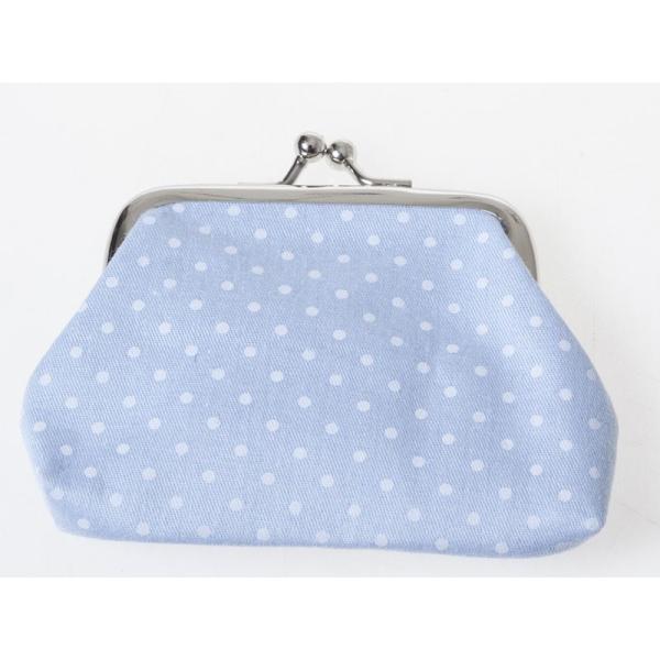 小さい水玉 ドット柄 レディース 女性用 がま口 財布 小銭入れ ミニポーチ#ブルー