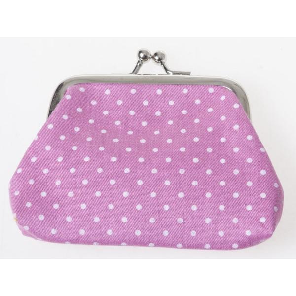 小さい水玉 ドット柄 レディース 女性用 がま口 財布 小銭入れ ミニポーチ#ローズ