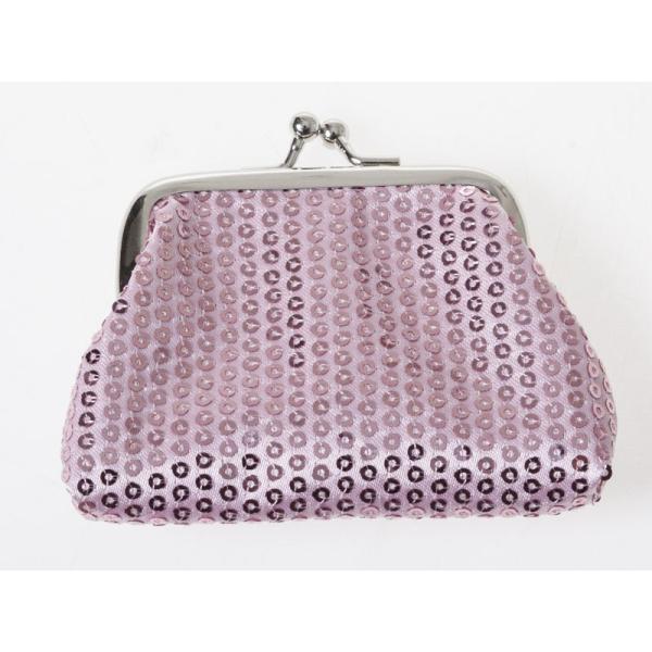 キラキラ スパンコール飾り レディース 女性用 がま口 財布 小銭入れ ミニポーチ Sサイズ#ピンク