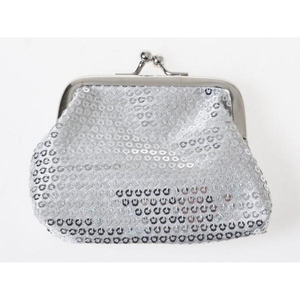 キラキラ スパンコール飾り レディース 女性用 がま口 財布 小銭入れ ミニポーチ Sサイズ#シルバ...