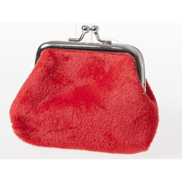 起毛布製 レディース 女性用 がま口 財布 小銭入れ ミニポーチ#レッド