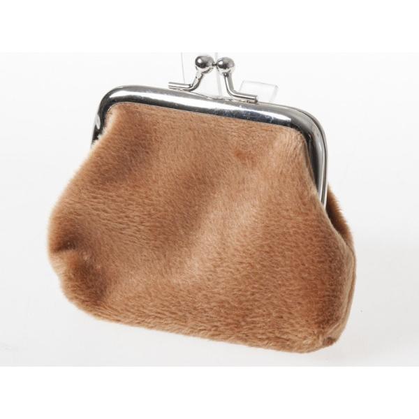 起毛布製 レディース 女性用 がま口 財布 小銭入れ ミニポーチ#ブラウン