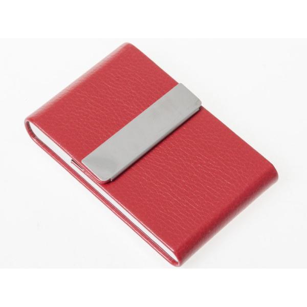 男女兼用 縦型 レイシーPUレザー+ステンレス製 名刺入れ ケース カード収納整理 ビジネス 小物#...