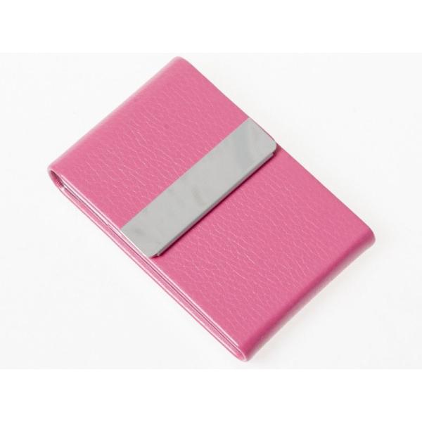 男女兼用 縦型 レイシーPUレザー+ステンレス製 名刺入れ ケース カード収納整理 ビジネス 小物#...