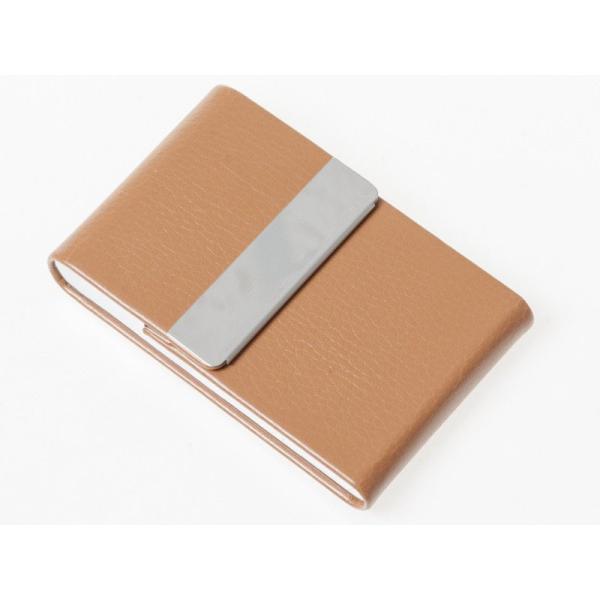 男女兼用 縦型 レイシーPUレザー+ステンレス製 名刺入れ ケース カード収納整理 ビジネス 小物#...