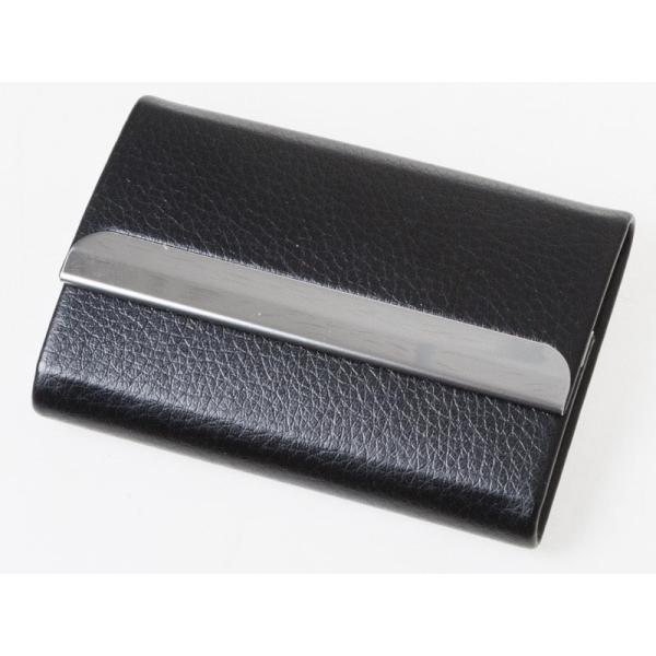 男女兼用 レイシーPUレザー 金属飾り 名刺入れ カードケース 収納整理 ビジネス シンプル#ブラッ...