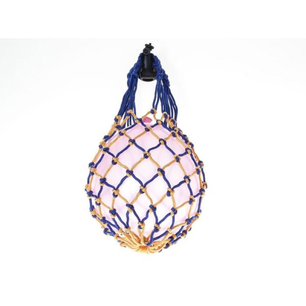 スポーツ用品 生活収納グッズ 持ち歩き ボールネット 網 底部金属リング付き バスケットなど#黄×青