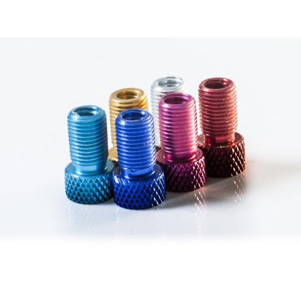 サイクル 自転車 バルブ 仏式アダプタ アルミ合金製 カラフル 1個入#シルバー