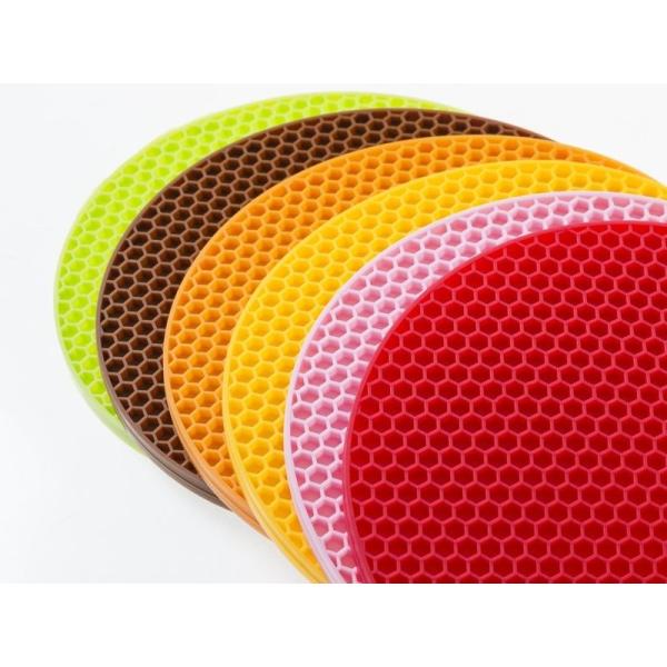 キッチン雑貨 シリコン製 ハニカム ラウンド コースター 6個入#6色各1枚