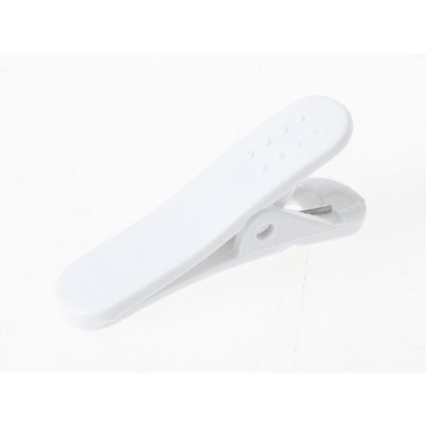 汎用 携帯 イヤホン ヘッドホン用 ケーブル シャツなどに クリップ 長めタイプ#ホワイト