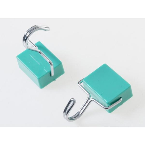 冷蔵庫 レンジなど マグネットフック 磁石 ハングフック 小物掛け 四角 4個入#グリーン