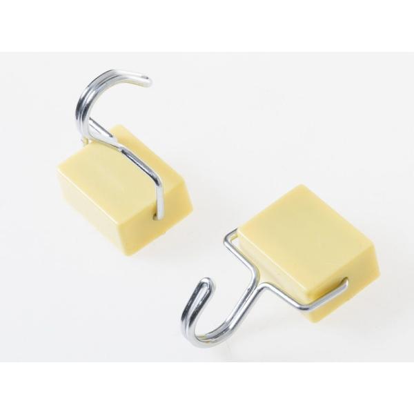 冷蔵庫 レンジなど マグネットフック 磁石 ハングフック 小物掛け 四角 4個入#イエロー