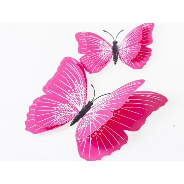 インテリア 装飾 イベント用など マグネット 磁石 立体 バタフライ ウォールデコ 12入#ローズB