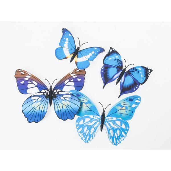 インテリア 装飾 イベント用など 安全ピン 立体 バタフライ ウォールデコ 12入#ブルーA