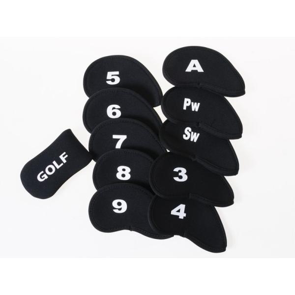 ゴルフ用 ドライバー用 ヘッドカバー 10個入 + パター用 ヘッドカバー1個入#ブラック