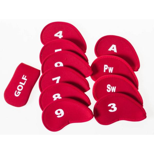 ゴルフ用 ドライバー用 ヘッドカバー 10個入 + パター用 ヘッドカバー1個入#レッド