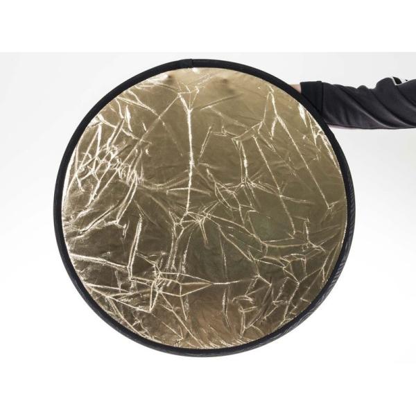 一眼レフ 撮影 照明 ストロボ 丸型レフ板 60CM 折り畳み#正面ゴールド+背面シルバー