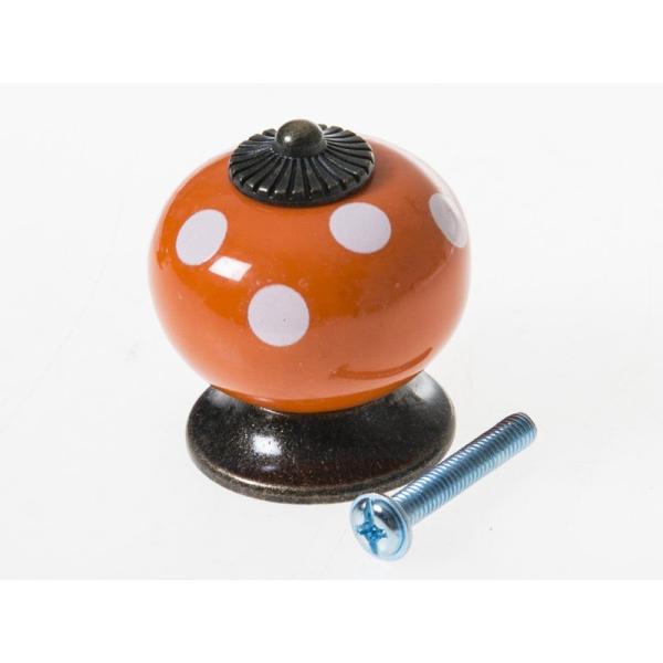ドット 水玉 セラミック製 生活雑貨 インテリアグッズ 引き出しなど 家具用 つまみ 取っ手#オレン...