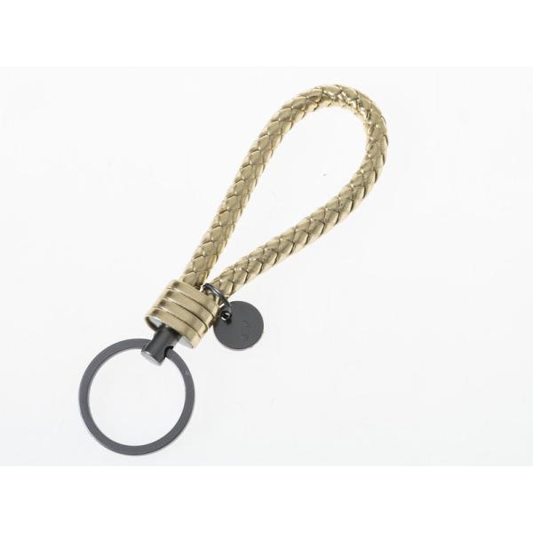 DIY 生活雑貨 ハンドメイド 手芸 パーツ 編み風 黒リング付き紐 キーホルダー作りなど#ゴールド