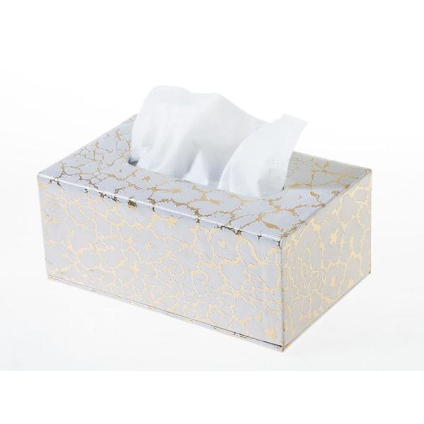 生活雑貨 エレガント インテリア小物 PUレザー ティッシュボックス#ホワイトゴールド稲妻模様
