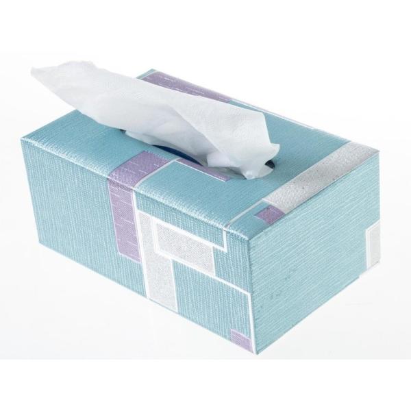 生活雑貨 エレガント インテリア小物 PUレザー ティッシュボックス#ブルー