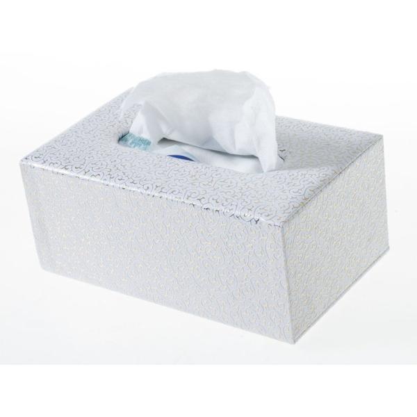 生活雑貨 エレガント インテリア小物 PUレザー ティッシュボックス#ホワイト×ゴールド