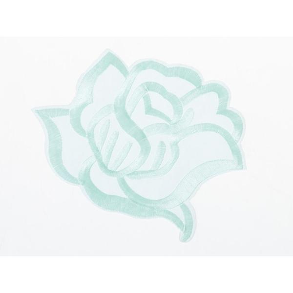 布製 刺繍風 アクセサリー 飾り ミシン手芸 ワッペン アップリケ バラ模様 1個入 Lサイズ ブル...