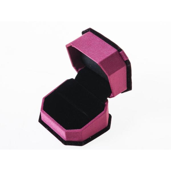 リボン付き 上品感 ブラック×ピンク 起毛布 アクセサリー収納ケース ディスプレイボックス#指輪用