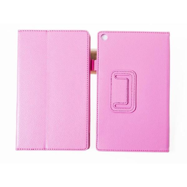 AMAZON KINDLE FIRE HD8 2016用 レイシPUレザー風 スタンドケースカバー#...