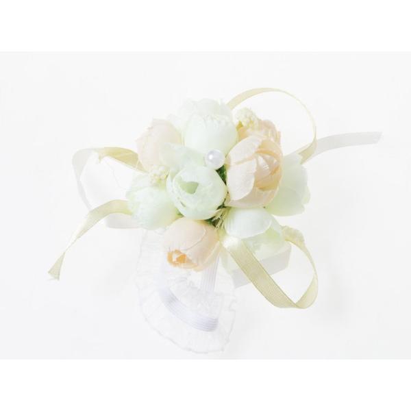 ウェディング 花嫁 発表会など 造花 リストレット ブレスレット リストブーケ#シャンパーン